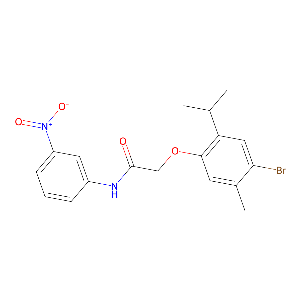 2-(4-bromo-5-methyl-2-propan-2-ylphenoxy)-N-(3-nitrophenyl)acetamide molecular structure, CAS 494830-52-3