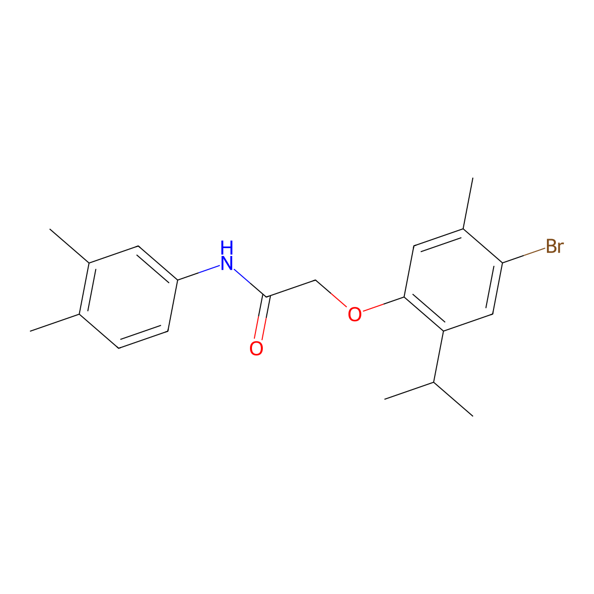 2-(4-bromo-2-isopropyl-5-methylphenoxy)-N-(3,4-dimethylphenyl)acetamide molecular structure, CAS 494830-53-4