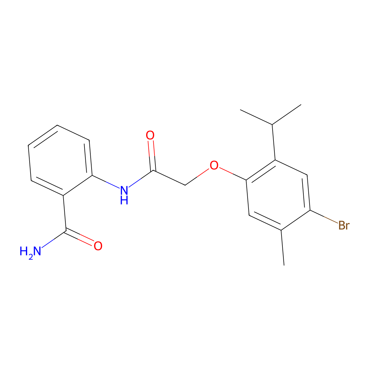 2-{[(4-Bromo-2-isopropyl-5-methylphenoxy)acetyl]amino}benzamide molecular structure, CAS 494830-55-6