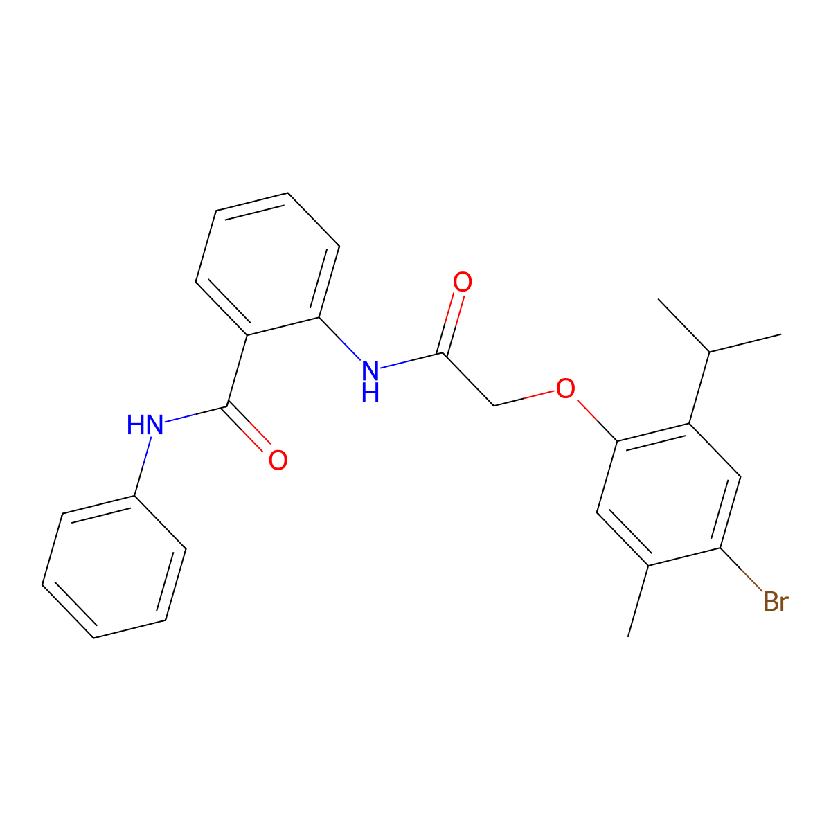 2-{[(4-bromo-2-isopropyl-5-methylphenoxy)acetyl]amino}-N-phenylbenzamide molecular structure, CAS 494830-56-7