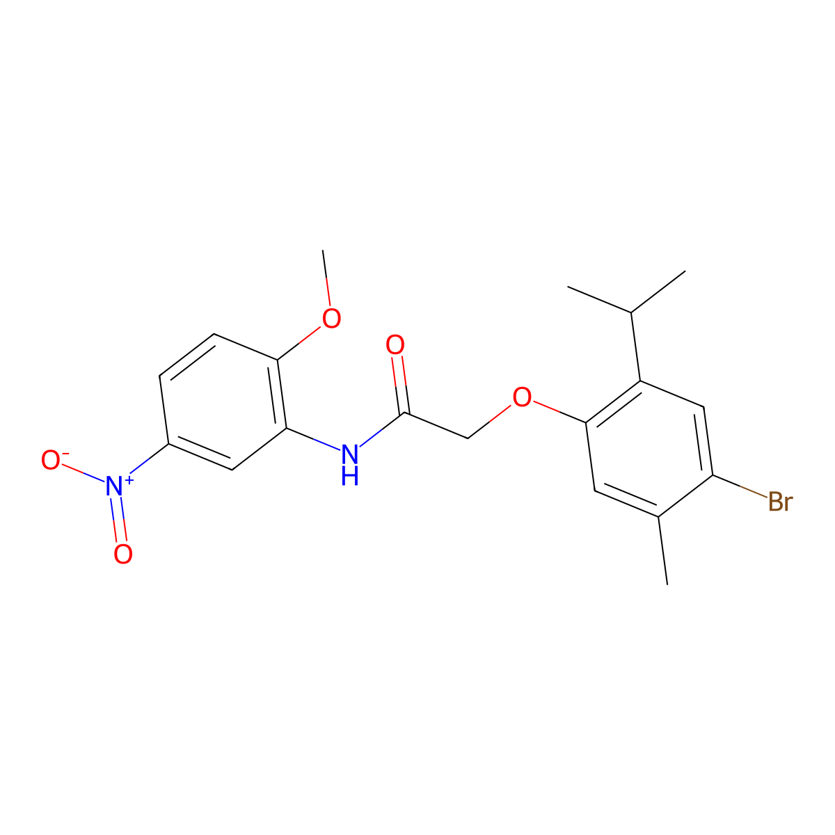 2-(4-bromo-2-isopropyl-5-methylphenoxy)-N-{5-nitro-2-methoxyphenyl}acetamide molecular structure, CAS 494830-57-8