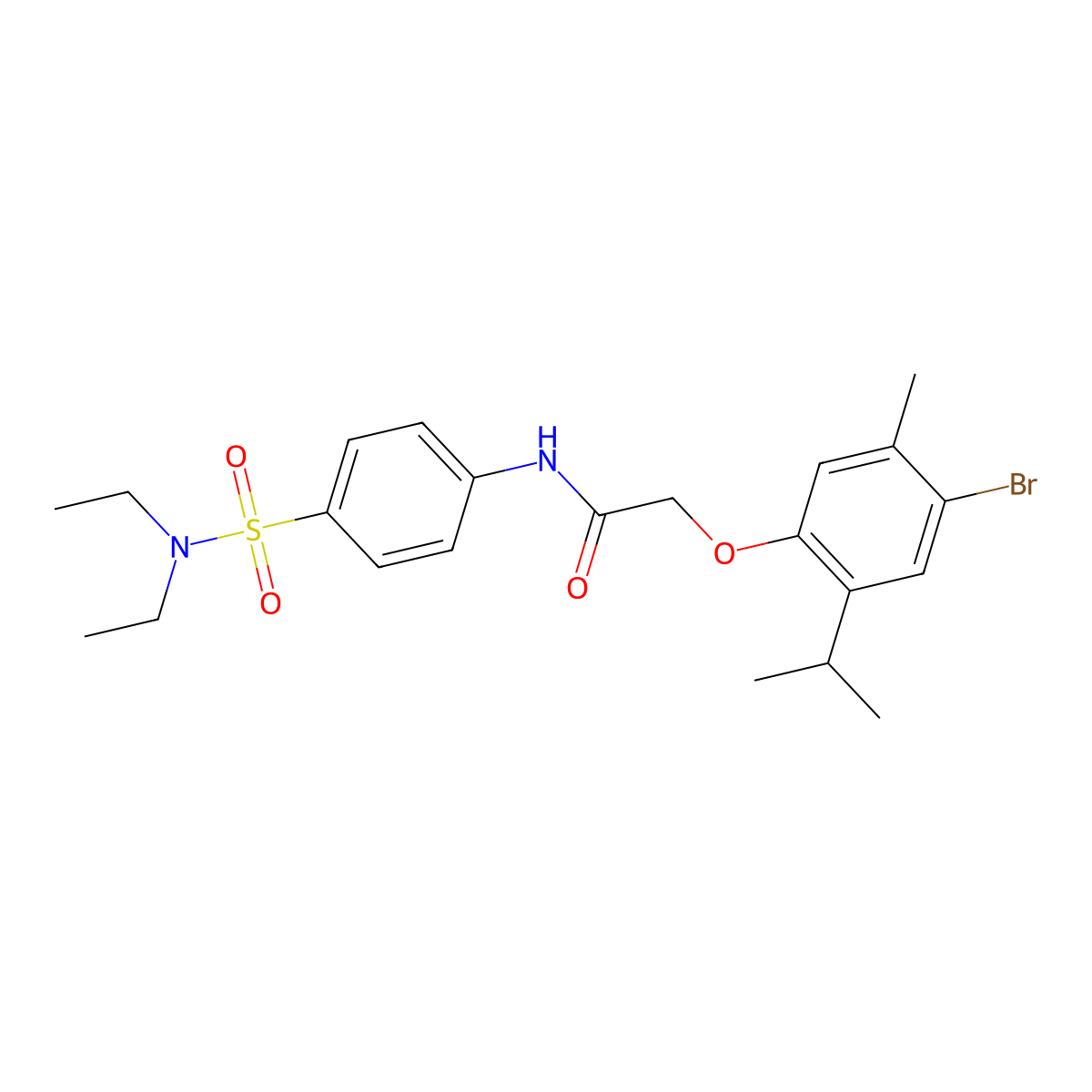 2-(4-bromo-2-isopropyl-5-methylphenoxy)-N-{4-[(diethylamino)sulfonyl]phenyl}acetamide molecular structure, CAS 494830-63-6