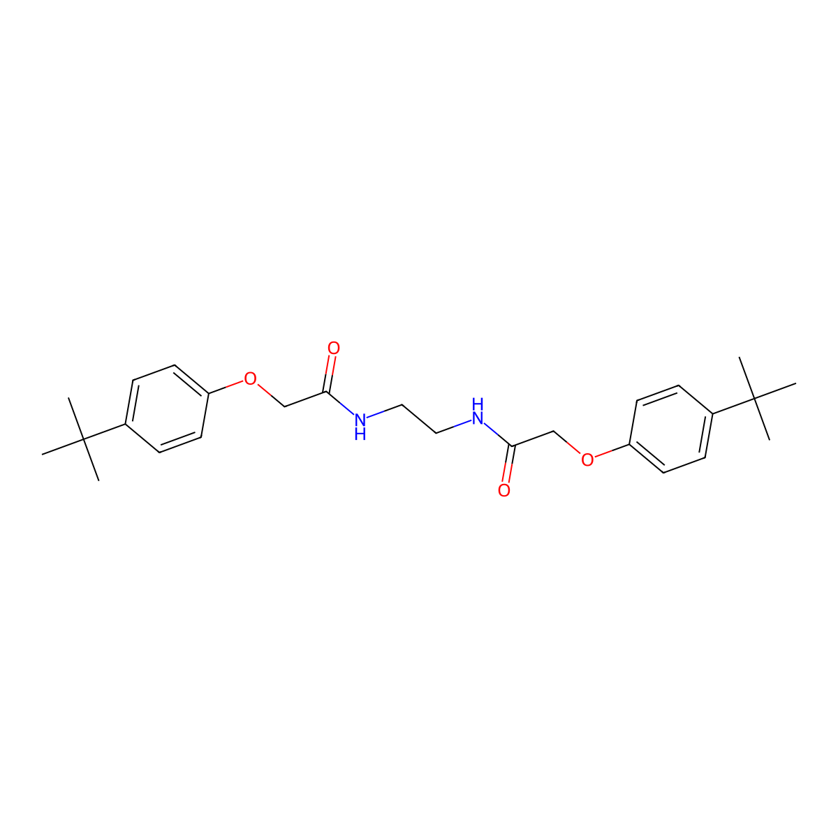 N,N'-(Ethane-1,2-diyl)bis(2-(4-(tert-butyl)phenoxy)acetamide) molecular structure, CAS 494830-67-0