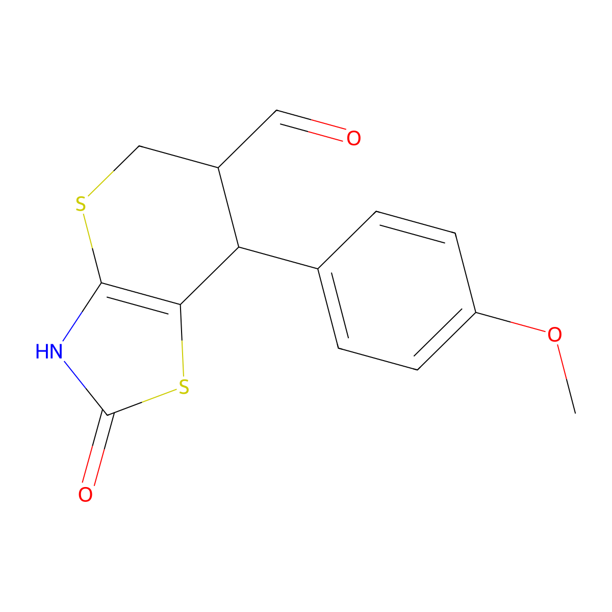7-(4-methoxyphenyl)-2-oxo-3,5,6,7-tetrahydro-2H-thiopyrano[2,3-d][1,3]thiazole-6-carbaldehyde molecular structure, CAS 494830-80-7