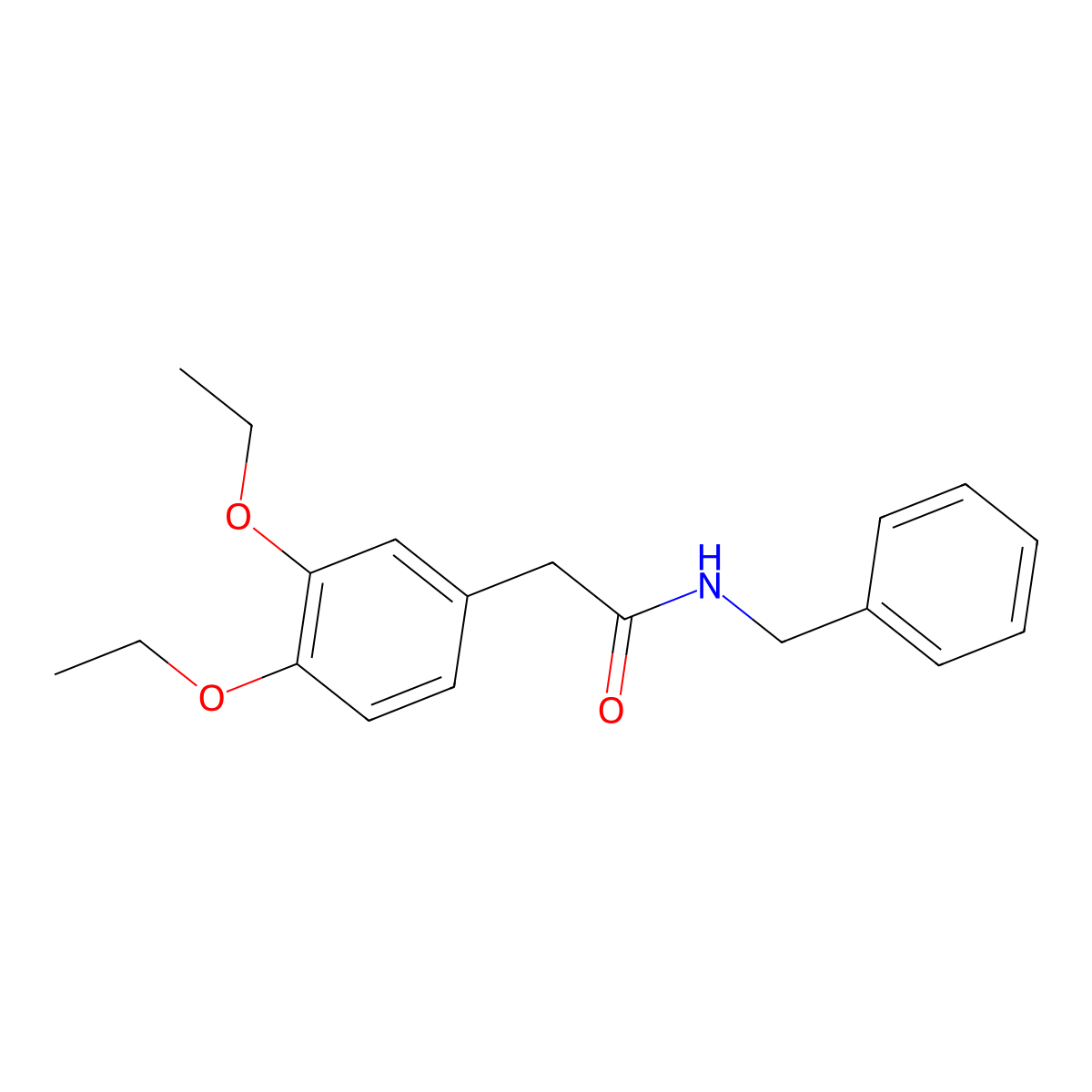 N-benzyl-2-(3,4-diethoxyphenyl)acetamide molecular structure, CAS 494831-28-6