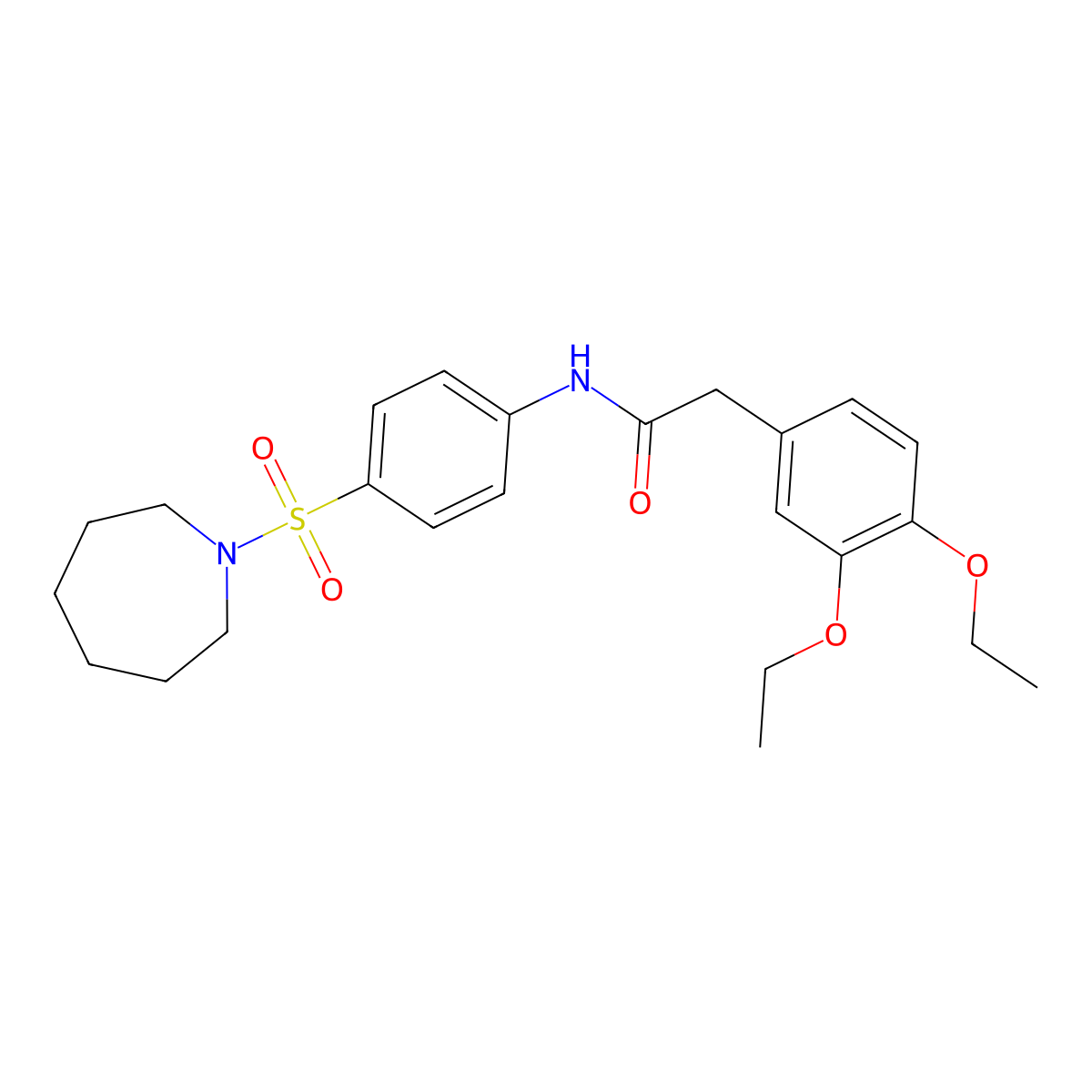 N-[4-(azepan-1-ylsulfonyl)phenyl]-2-(3,4-diethoxyphenyl)acetamide molecular structure, CAS 494831-34-4