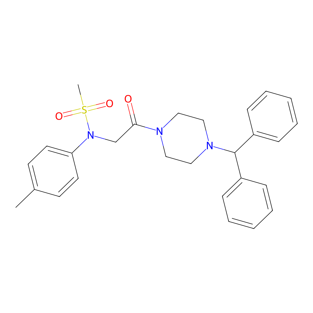 N-[2-(4-benzhydrylpiperazin-1-yl)-2-oxoethyl]-N-(4-methylphenyl)methanesulfonamide molecular structure, CAS 494832-51-8