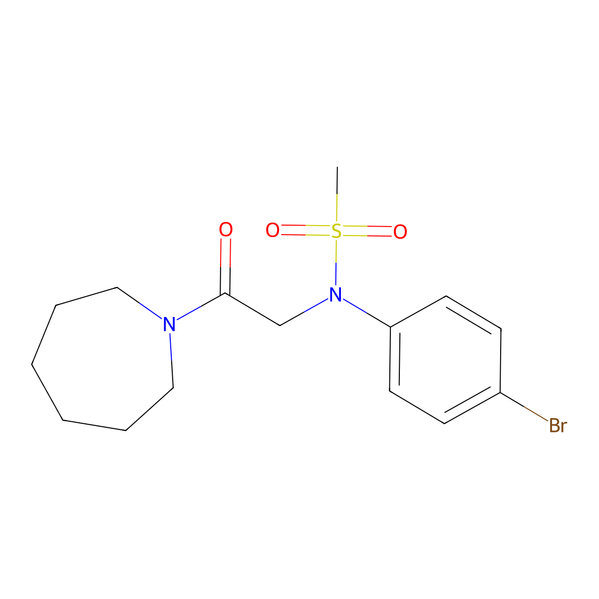 N-(2-azepan-1-yl-2-oxoethyl)-N-(4-bromophenyl)methanesulfonamide molecular structure, CAS 494832-68-7