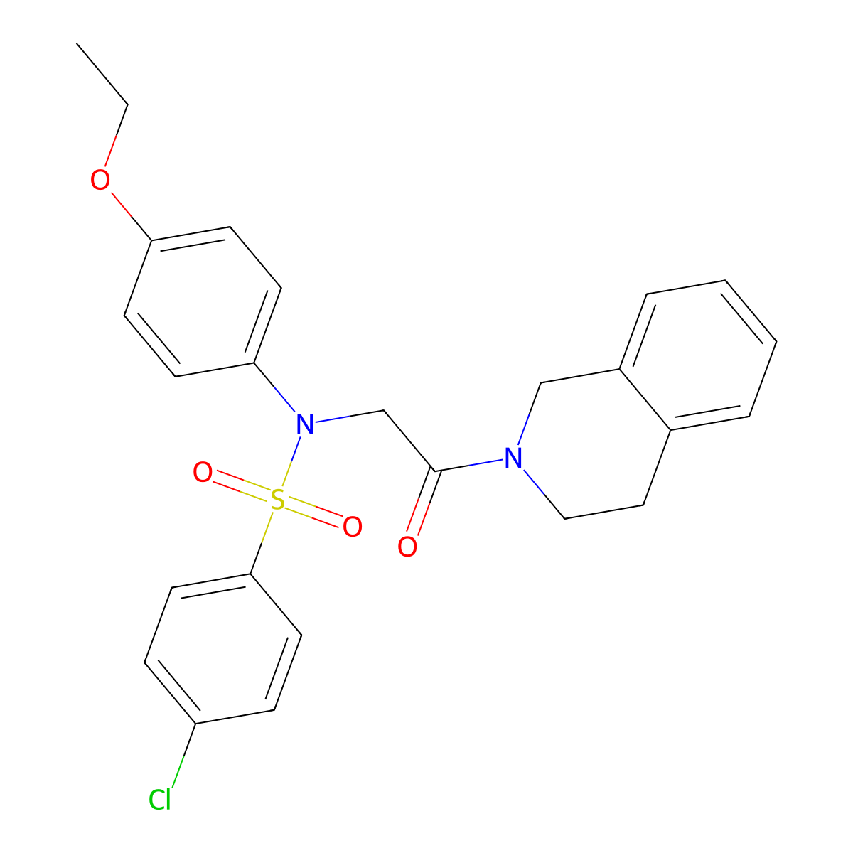 4-chloro-N-[2-(3,4-dihydroisoquinolin-2(1H)-yl)-2-oxoethyl]-N-(4-ethoxyphenyl)benzenesulfonamide molecular structure, CAS 494832-80-3