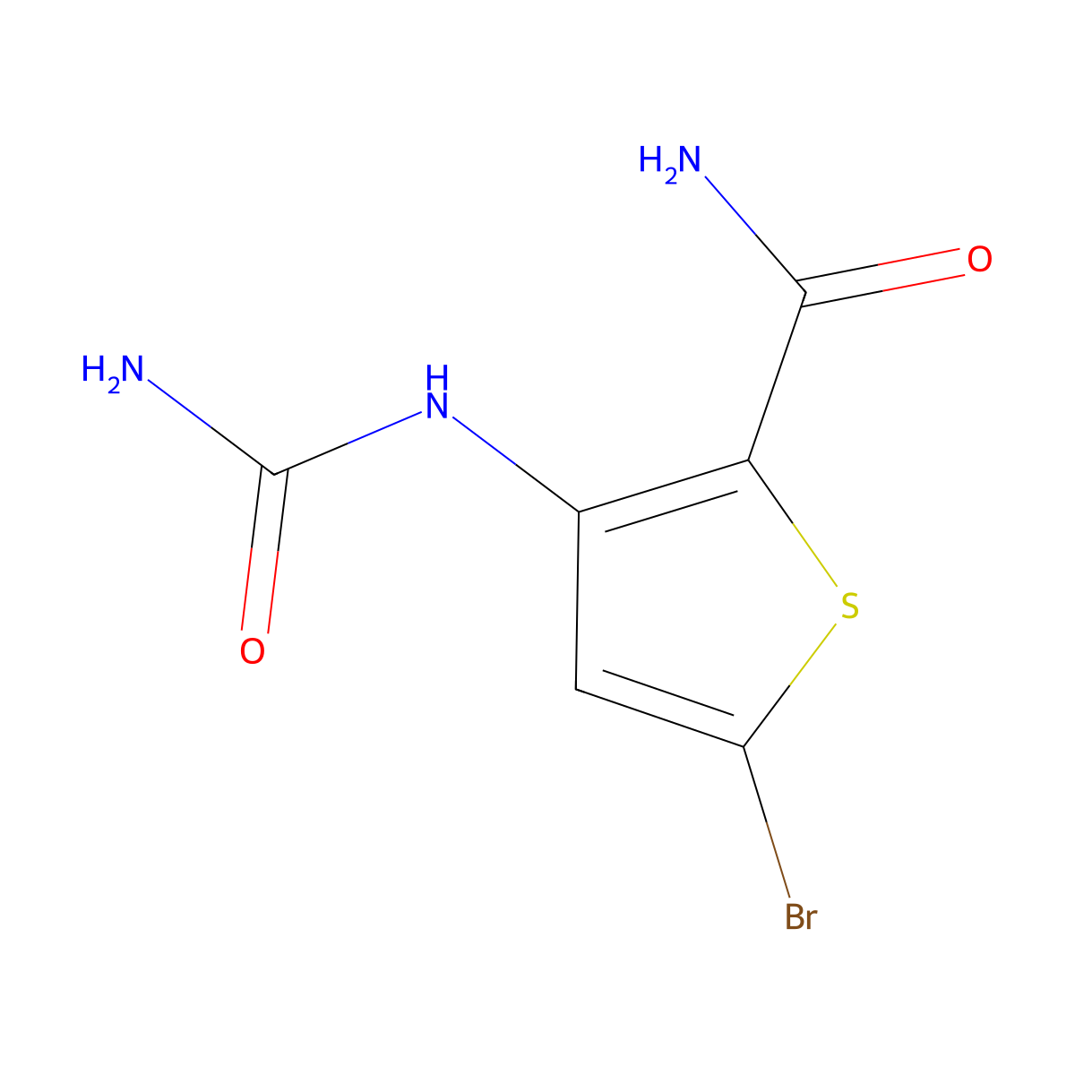 5-Bromo-3-ureidothiophene-2-carboxamide molecular structure, CAS 494833-80-6