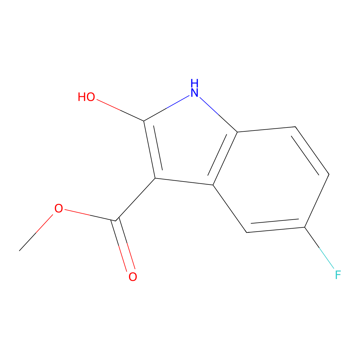 5-Fluoro-2-hydroxy-1H-indole-3-carboxylicacidmethylester molecular structure, CAS 494836-62-3