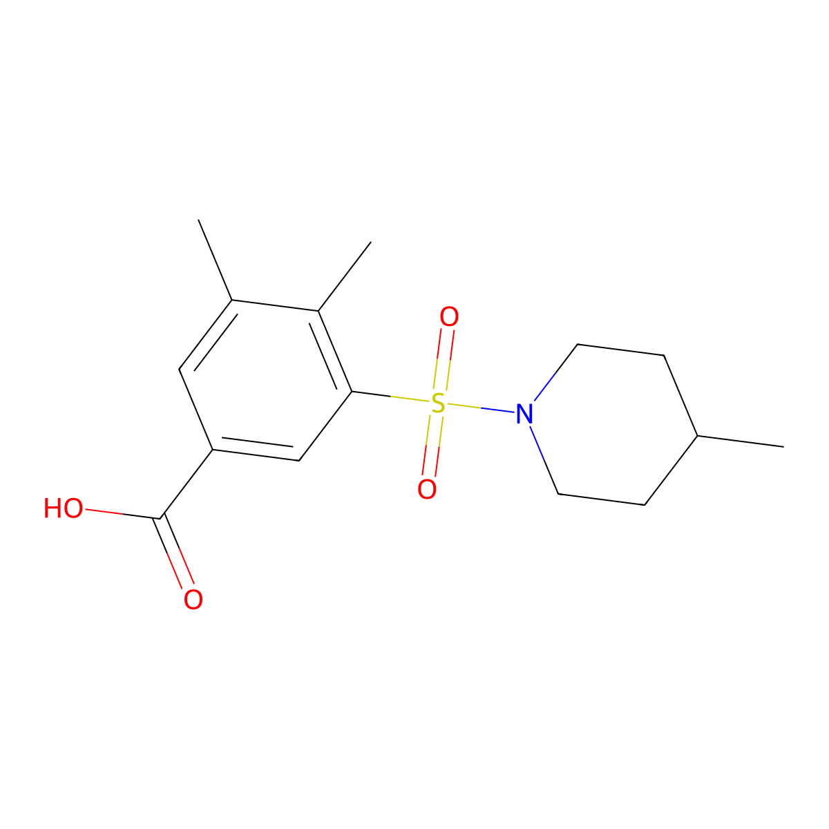 3,4-Dimethyl-5-[(4-methylpiperidin-1-yl)sulfonyl]benzoic acid molecular structure, CAS 494838-94-7