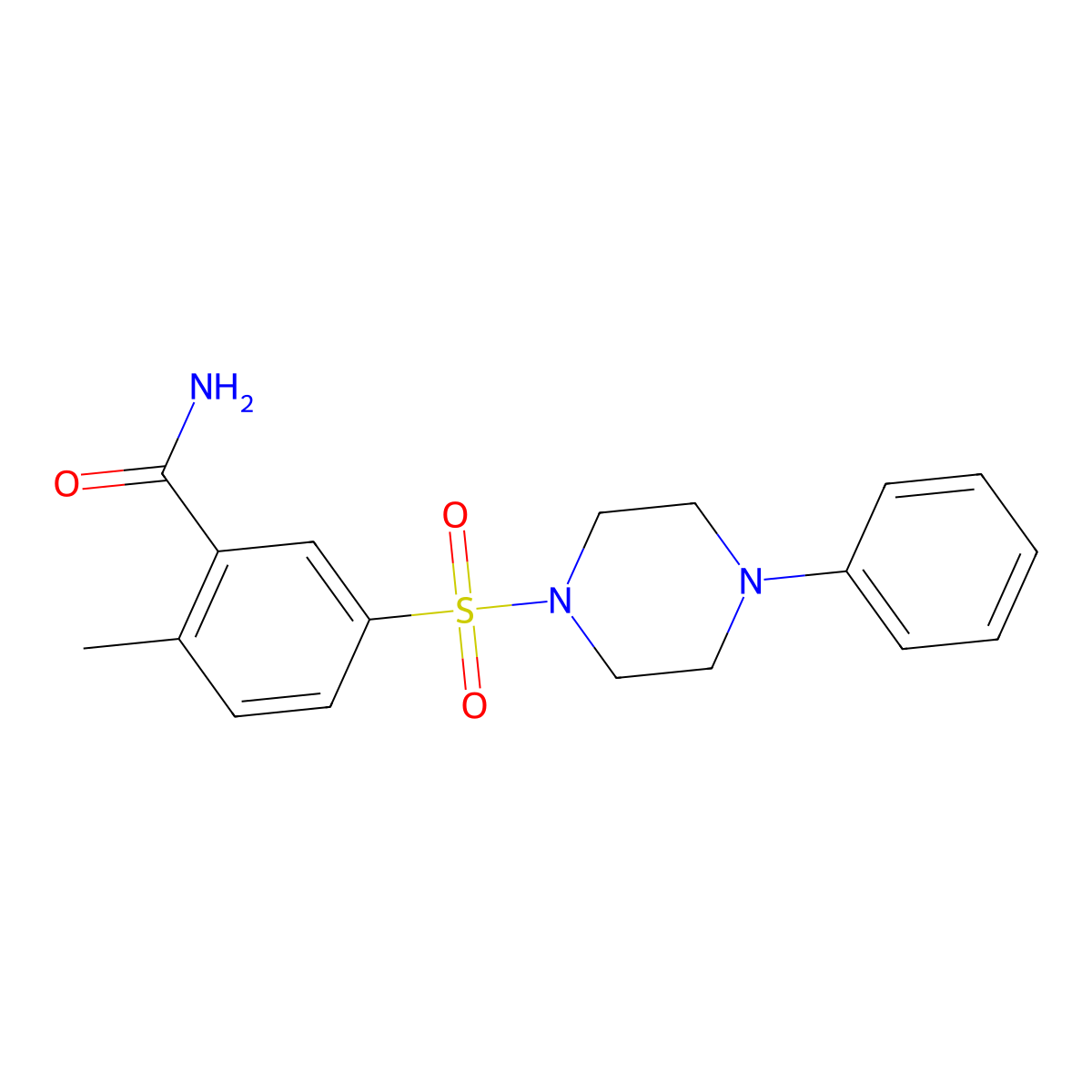 2-Methyl-5-(4-phenylpiperazin-1-yl)sulfonylbenzamide molecular structure, CAS 494839-13-3