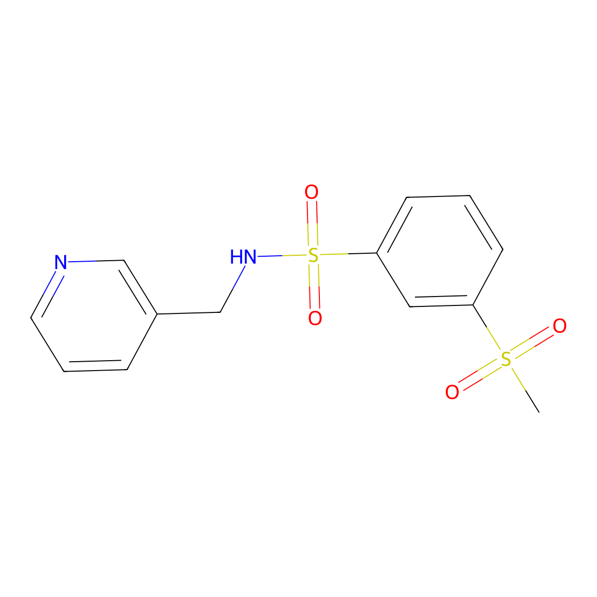 3-(methylsulfonyl)-N-(pyridin-3-ylmethyl)benzenesulfonamide molecular structure, CAS 494839-61-1