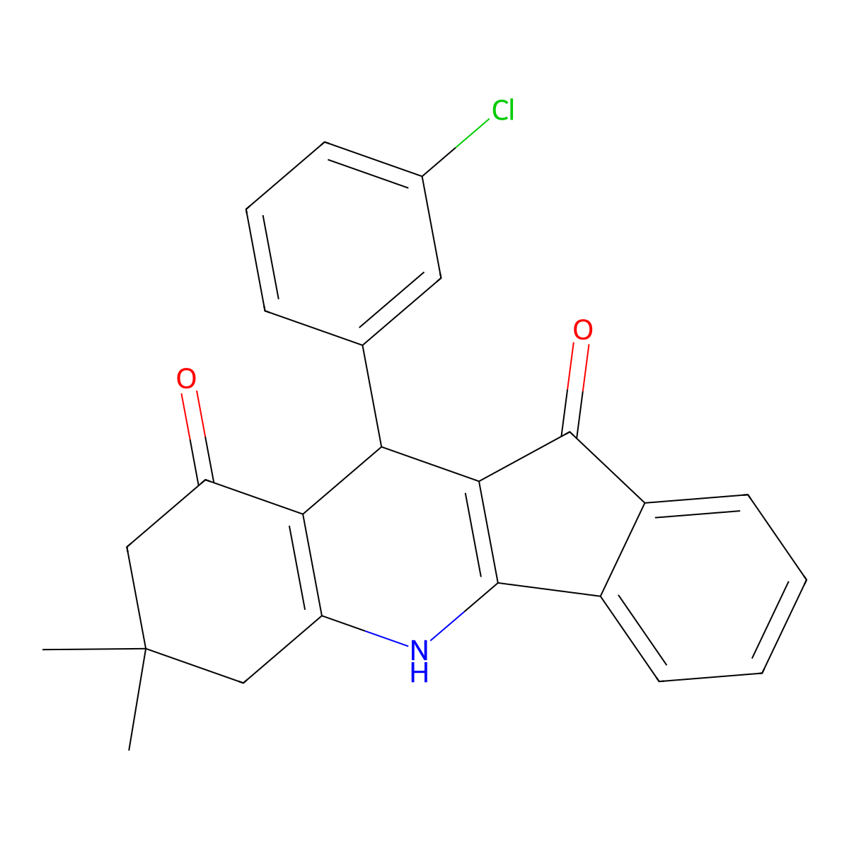 10-(3-chlorophenyl)-7,7-dimethyl-6,7,8,10-tetrahydro-5H-indeno[1,2-b]quinoline-9,11-dione molecular structure, CAS 494840-21-0