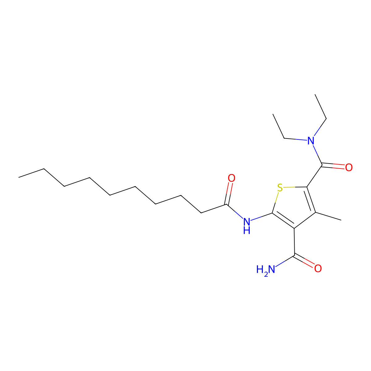 5-(decanoylamino)-2-N,2-N-diethyl-3-methylthiophene-2,4-dicarboxamide molecular structure, CAS 494842-19-2