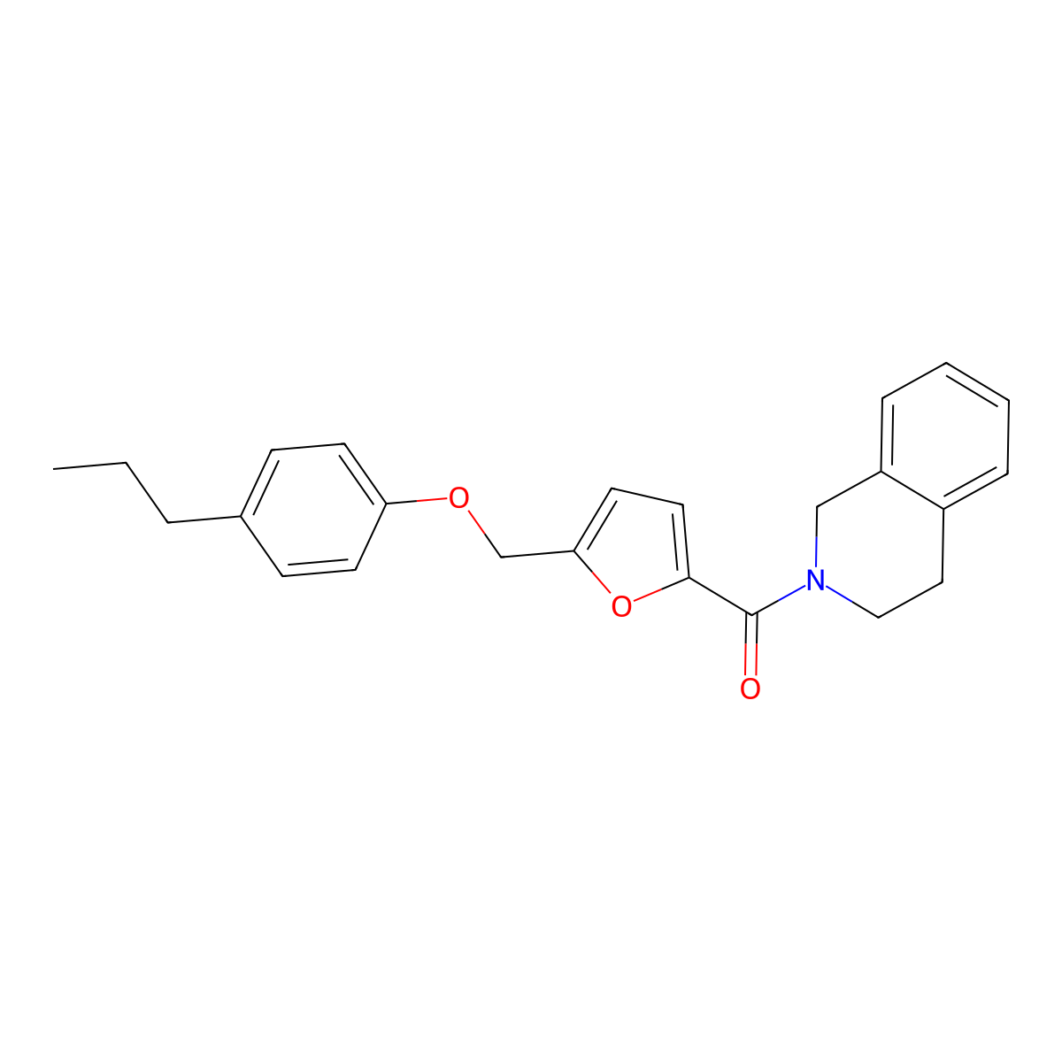 3,4-dihydro-1H-isoquinolin-2-yl-[5-[(4-propylphenoxy)methyl]furan-2-yl]methanone molecular structure, CAS 494842-45-4