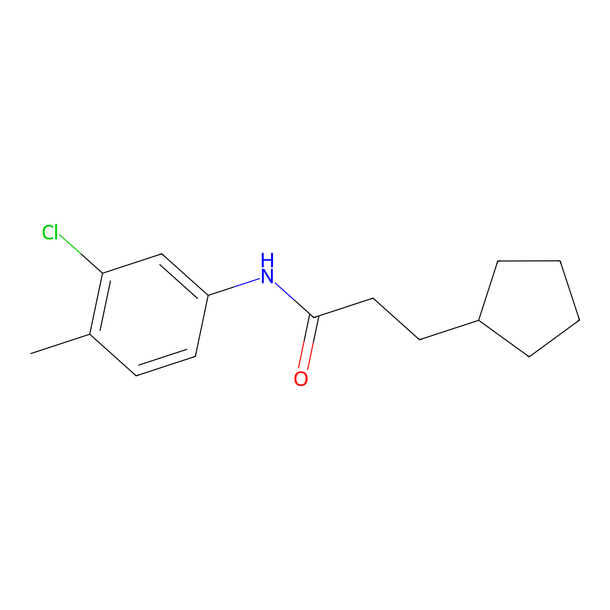 N-(3-chloro-4-methylphenyl)-3-cyclopentylpropanamide molecular structure, CAS 494843-27-5