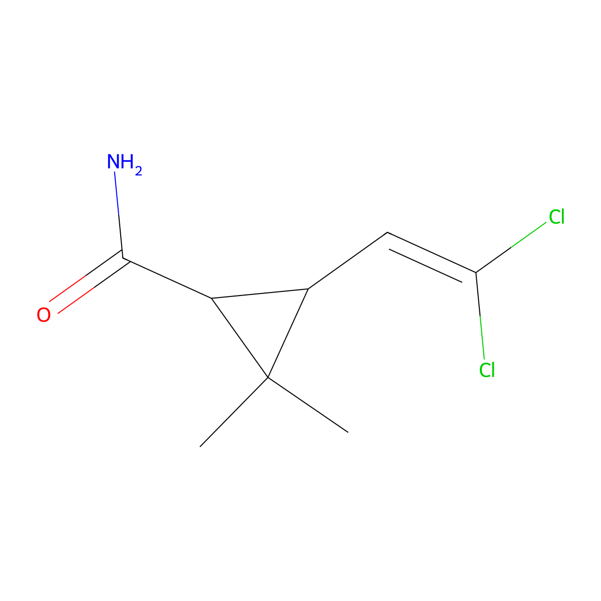 (1S,3S)-3-(2,2-dichlorovinyl)-2,2-dimethylcyclopropanecarboxamide molecular structure, CAS 494846-52-5