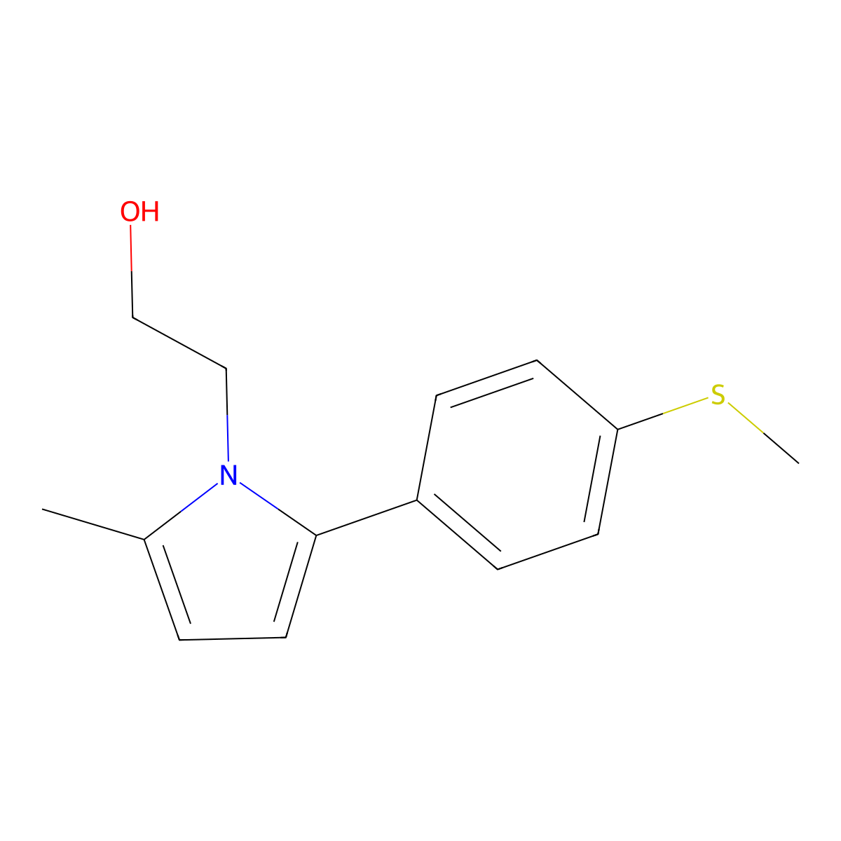 2-{2-methyl-5-[4-(methylsulfanyl)phenyl]-1H-pyrrol-1-yl}ethan-1-ol molecular structure, CAS 494850-27-0