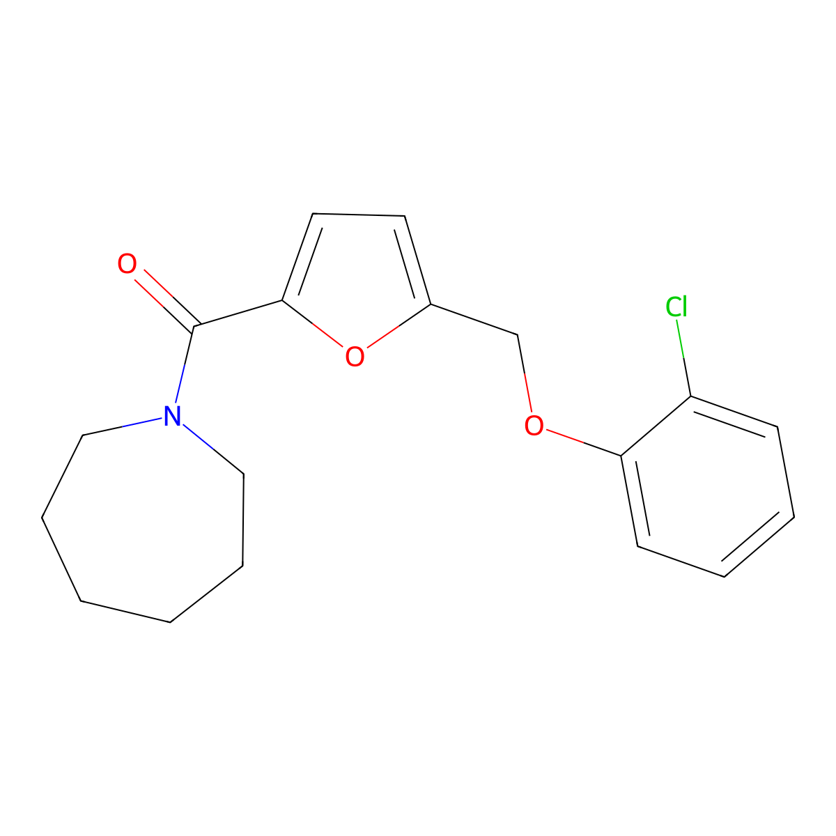 Azepan-1-yl(5-((2-chlorophenoxy)methyl)furan-2-yl)methanone molecular structure, CAS 494852-17-4
