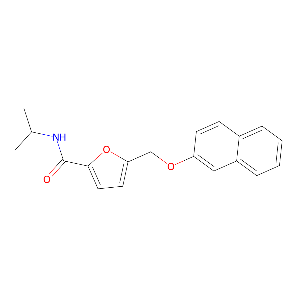 N-isopropyl-5-[(2-naphthyloxy)methyl]-2-furamide molecular structure, CAS 494852-41-4