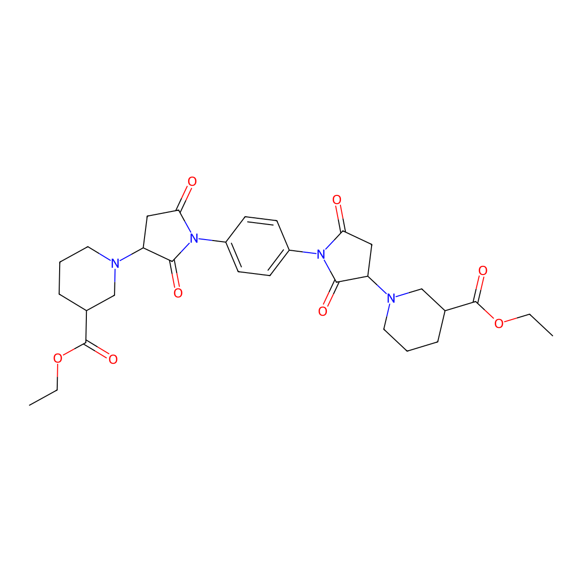 Ethyl 1-[1-[4-[3-(3-ethoxycarbonylpiperidin-1-yl)-2,5-dioxopyrrolidin-1-yl]phenyl]-2,5-dioxopyrrolidin-3-yl]piperidine-3-carboxylate molecular structure, CAS 494853-41-7