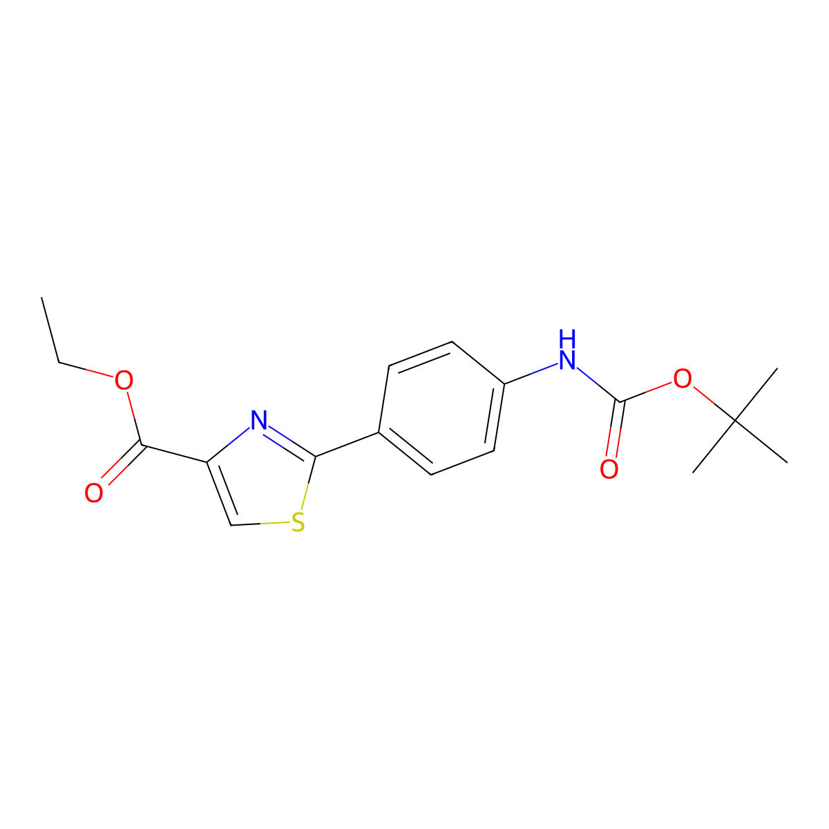 Ethyl 2-[4-(Boc-amino)phenyl]thiazole-4-carboxylate molecular structure, CAS 494854-19-2