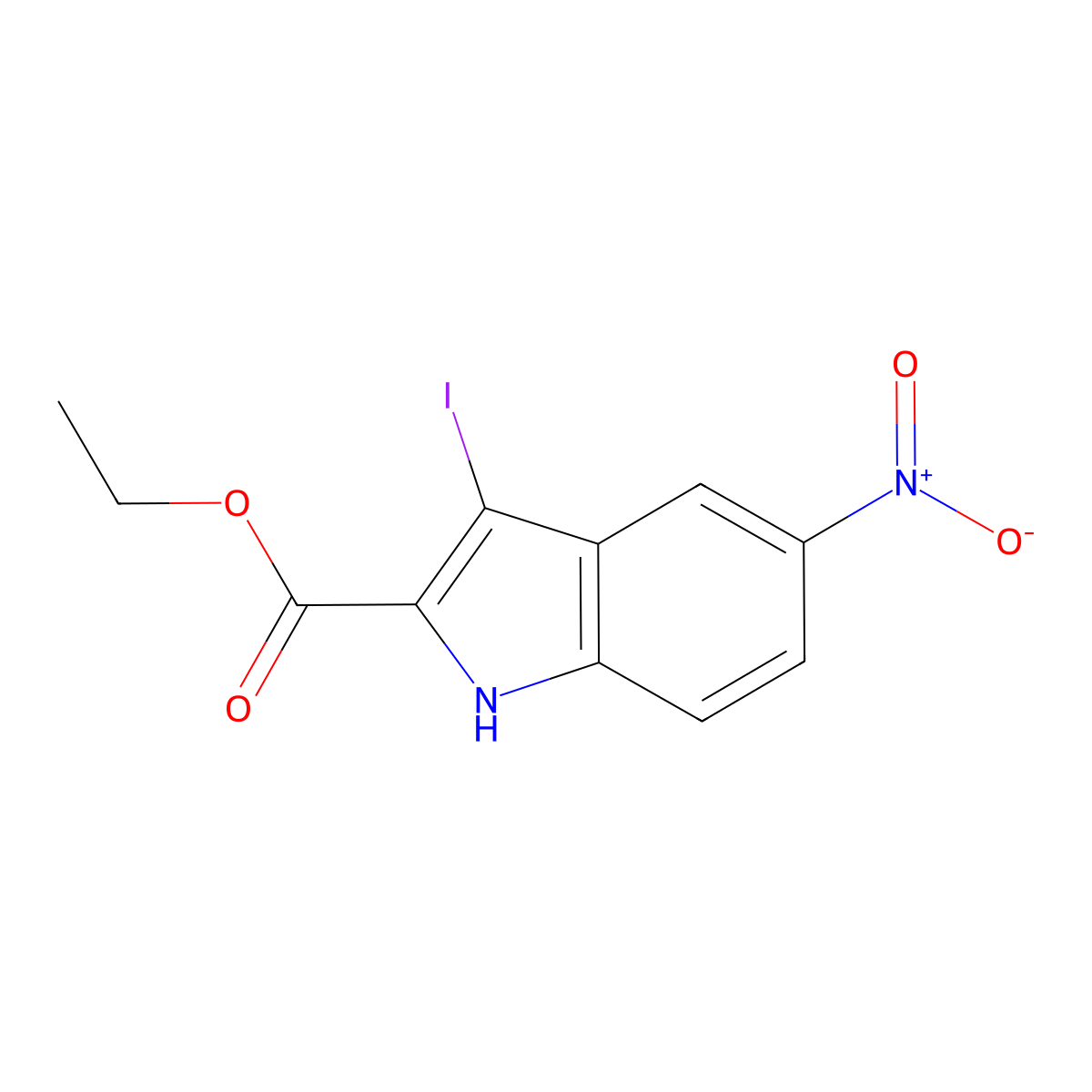 ethyl 3-iodo-5-nitro-1H-indole-2-carboxylate molecular structure, CAS 494854-46-5