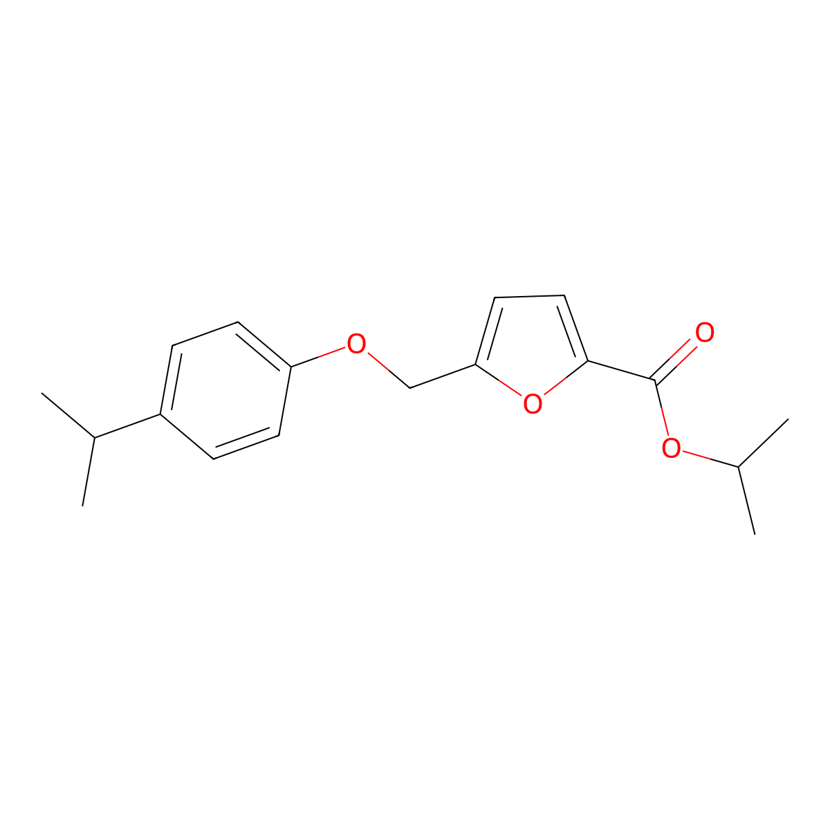 Isopropyl 5-[(4-isopropylphenoxy)methyl]-2-furoate molecular structure, CAS 494858-48-9