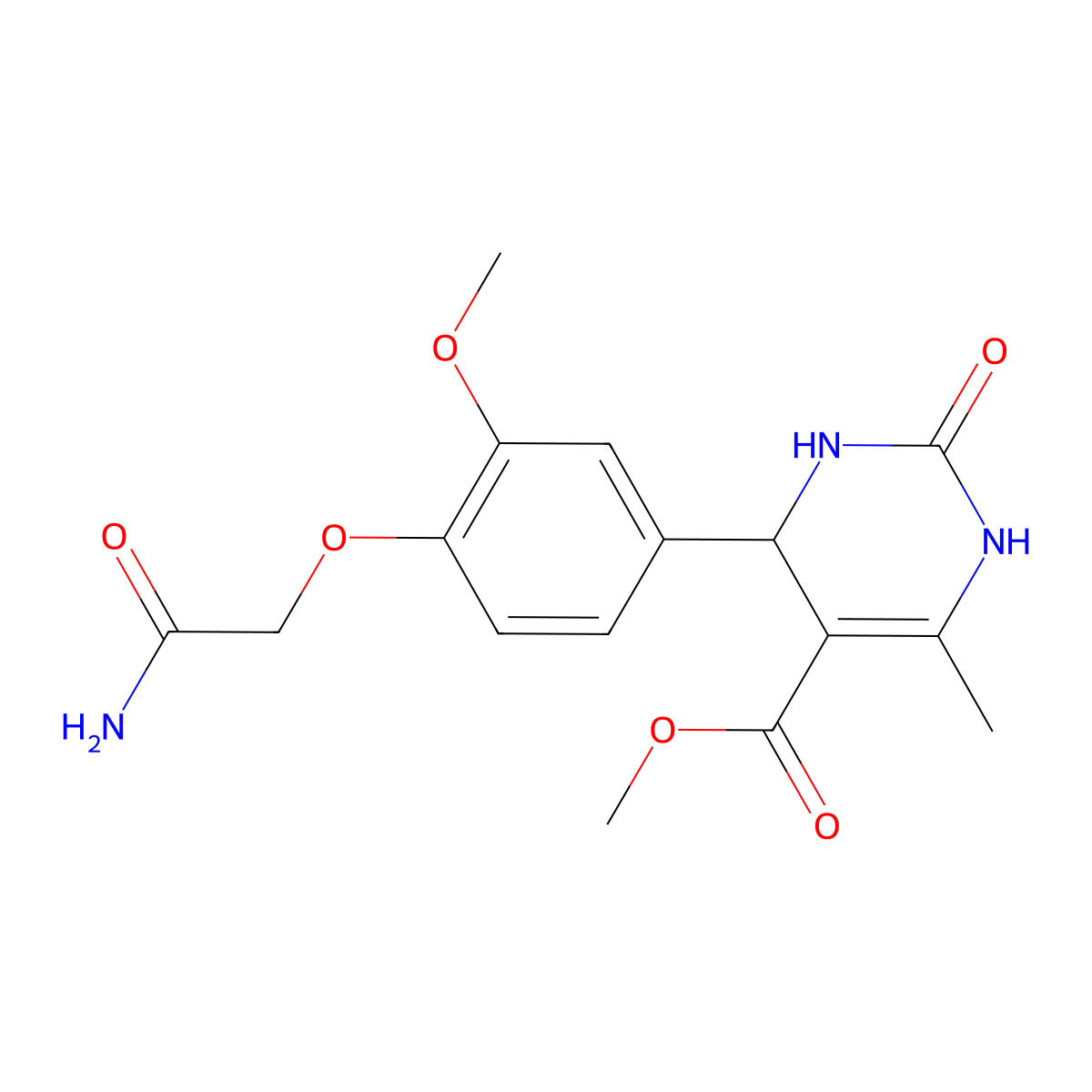 Methyl 4-[4-(2-amino-2-oxoethoxy)-3-methoxyphenyl]-6-methyl-2-oxo-1,2,3,4-tetrahydropyrimidine-5-carboxylate molecular structure, CAS 494858-61-6