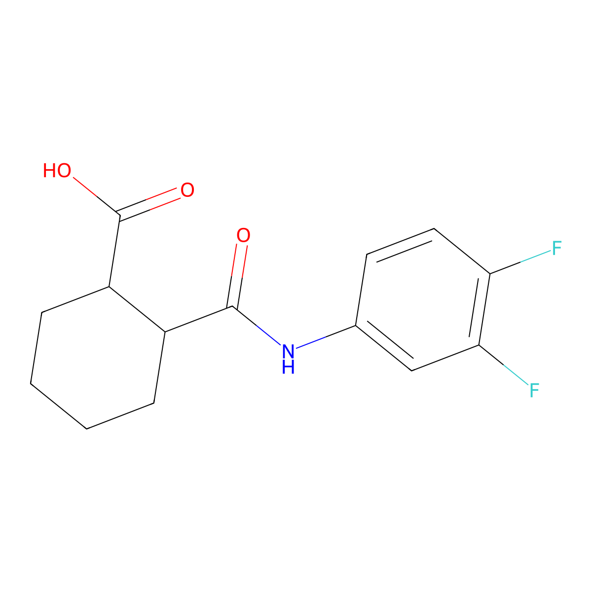 2-[(3,4-difluorophenyl)carbamoyl]cyclohexane-1-carboxylic Acid molecular structure, CAS 494858-65-0
