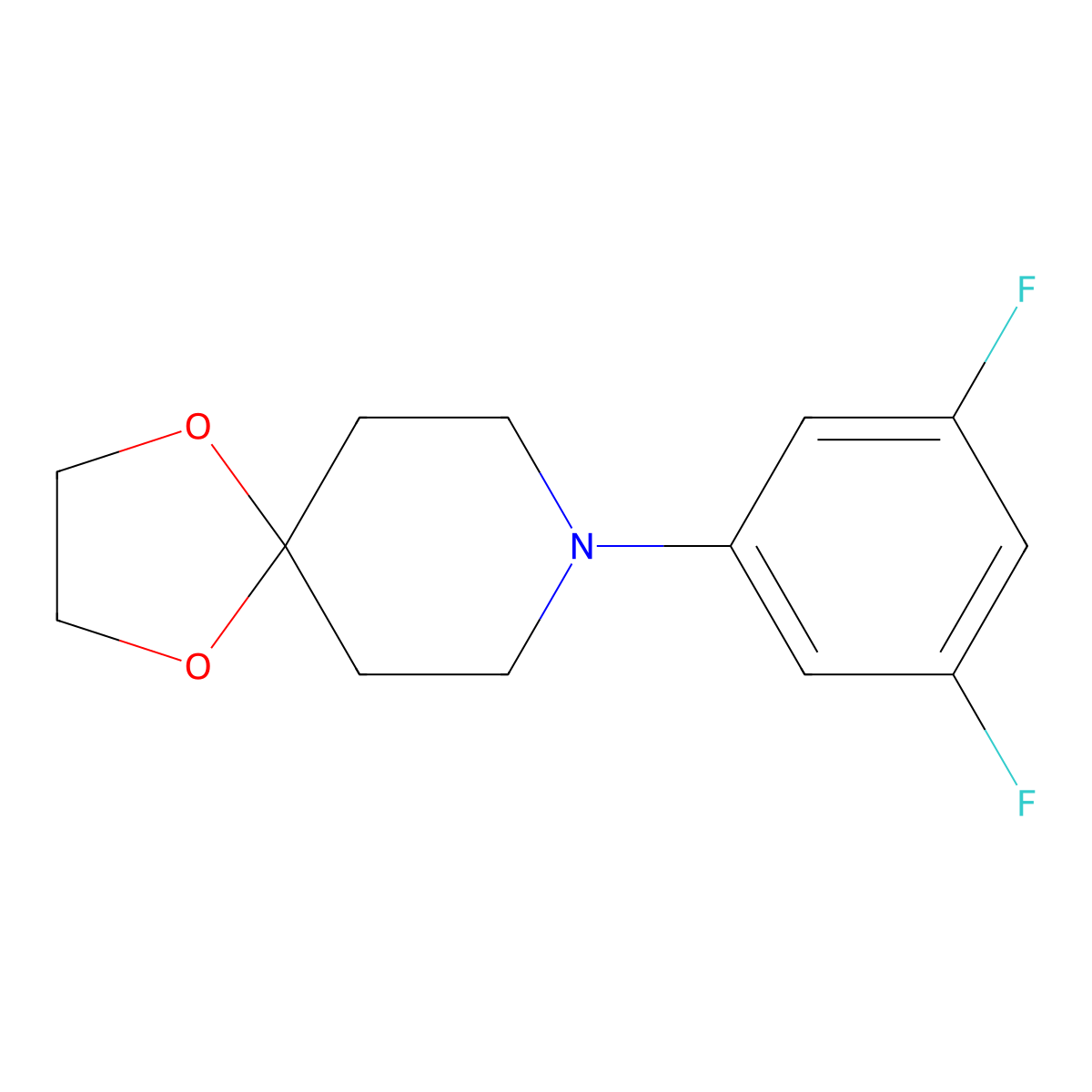 8-(3,5-Difluorophenyl)-1,4-dioxa-8-azaspiro[4.5]decane molecular structure, CAS 494861-58-4