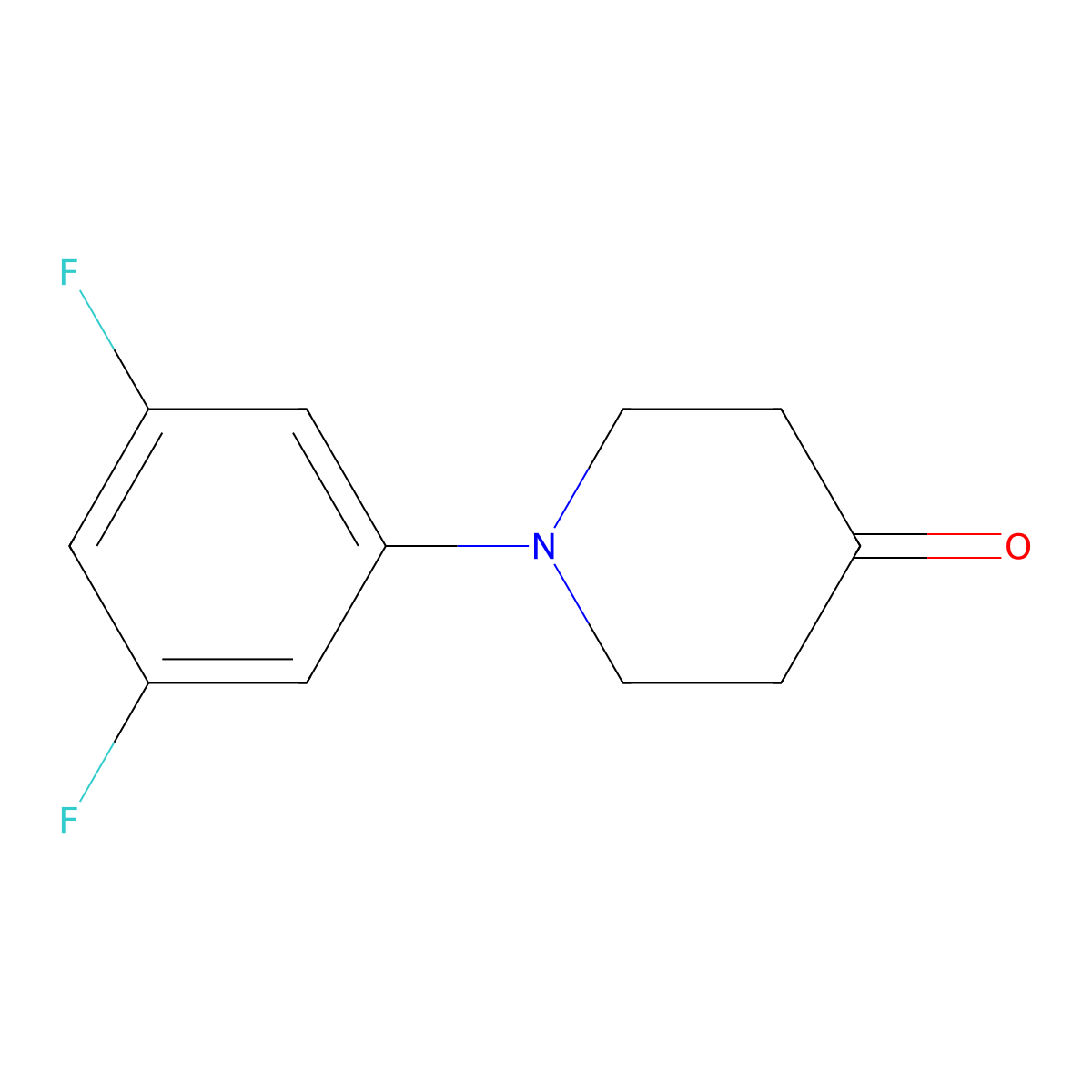 1-(3,5-Difluorophenyl)piperidin-4-one molecular structure, CAS 494861-59-5