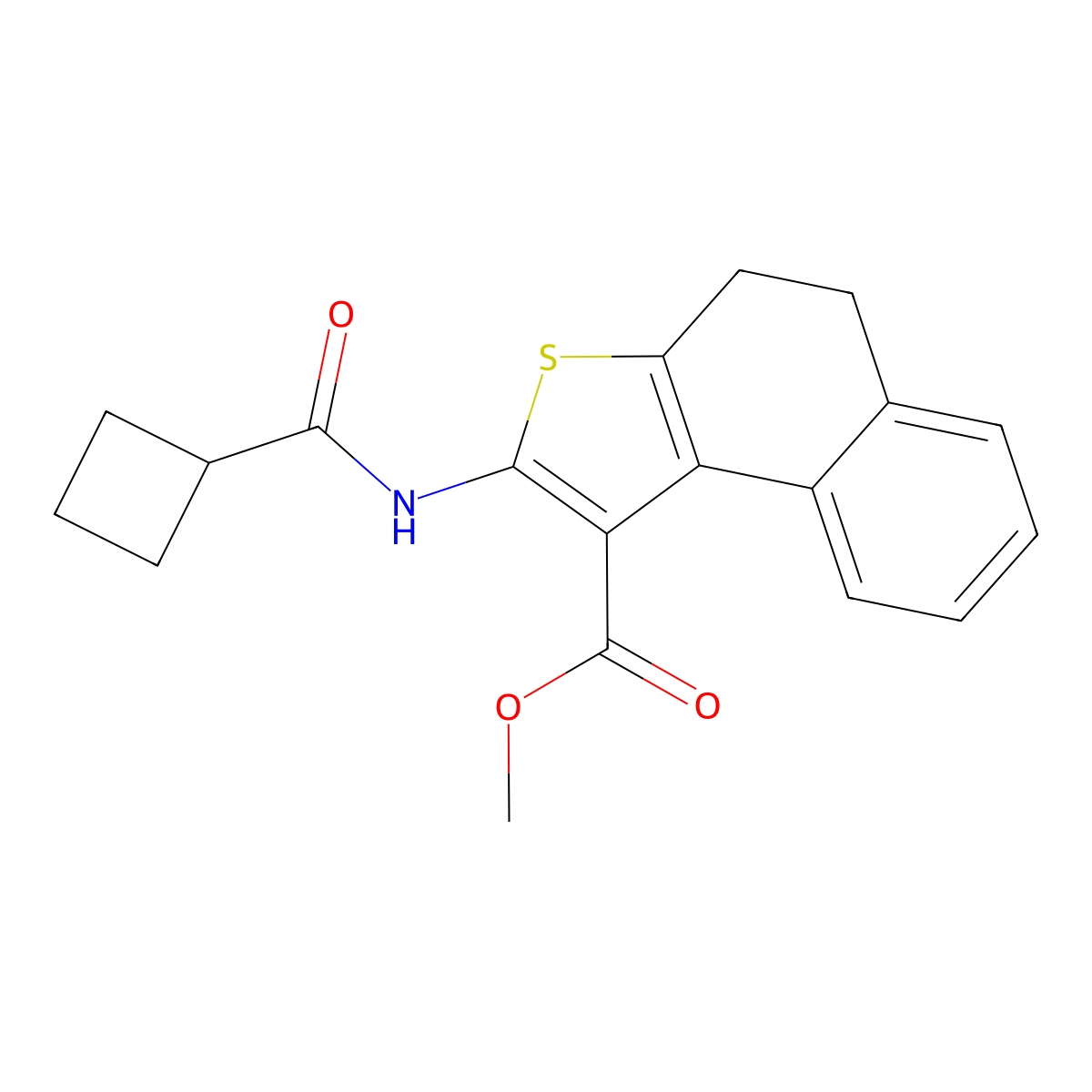 Methyl 2-(cyclobutanecarbonylamino)-4,5-dihydrobenzo[e][1]benzothiole-1-carboxylate molecular structure, CAS 494862-38-3