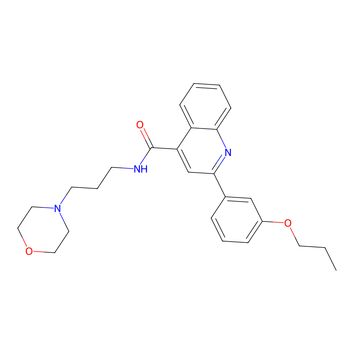 N-(3-morpholin-4-ylpropyl)-2-(3-propoxyphenyl)quinoline-4-carboxamide molecular structure, CAS 494862-43-0