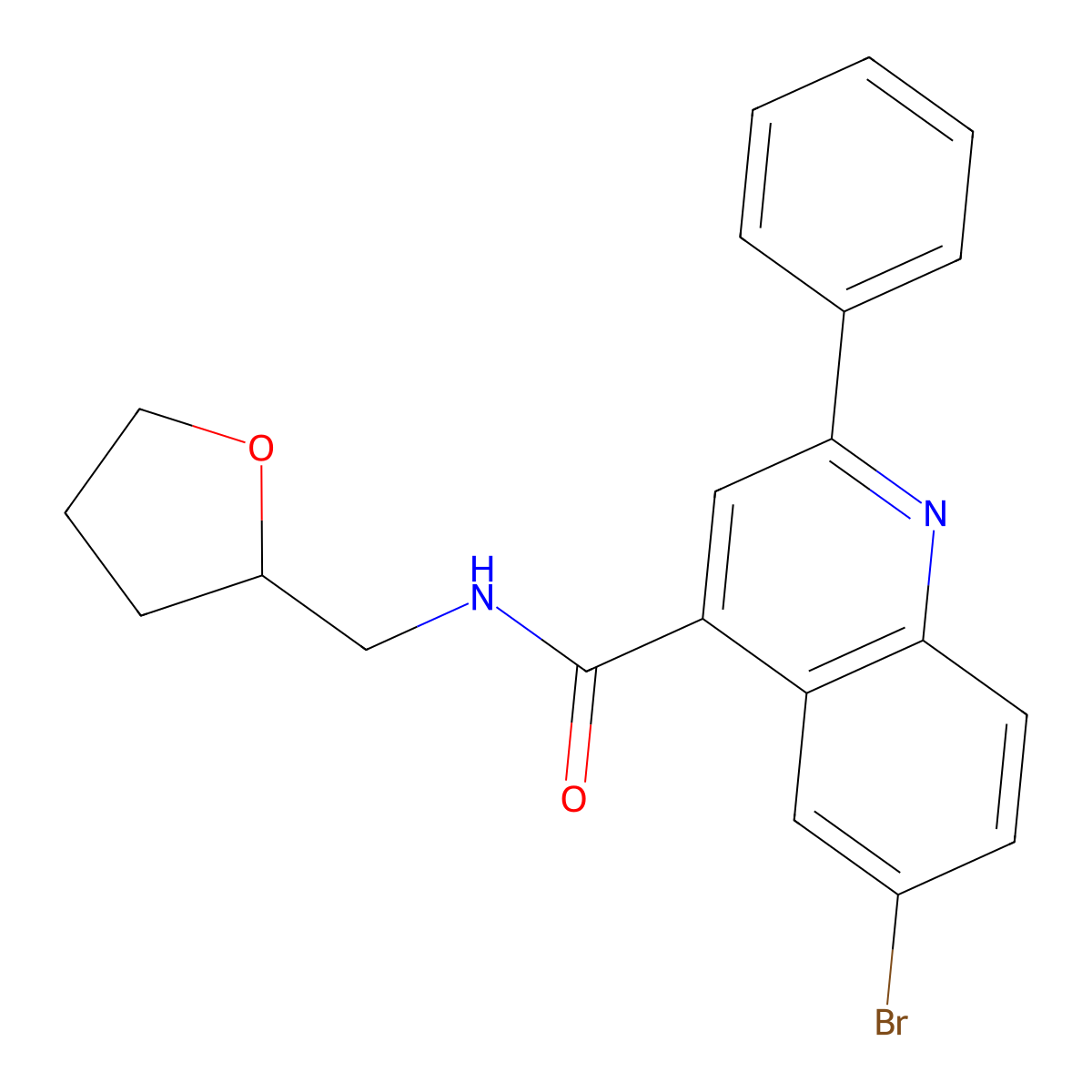 6-bromo-N-(oxolan-2-ylmethyl)-2-phenylquinoline-4-carboxamide molecular structure, CAS 494862-44-1