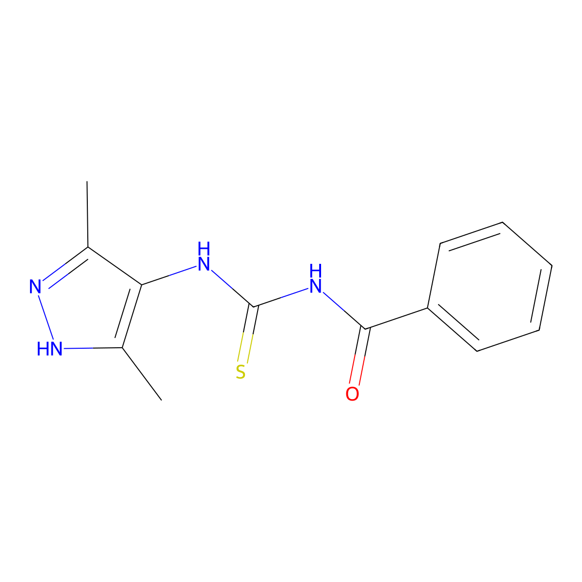 N-[(3,5-dimethyl-1H-pyrazol-4-yl)carbamothioyl]benzamide molecular structure, CAS 494866-74-9