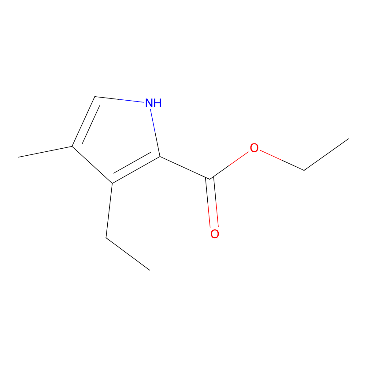 Ethyl 3-ethyl-4-methyl-1H-pyrrole-2-carboxylate molecular structure, CAS 4949-58-0