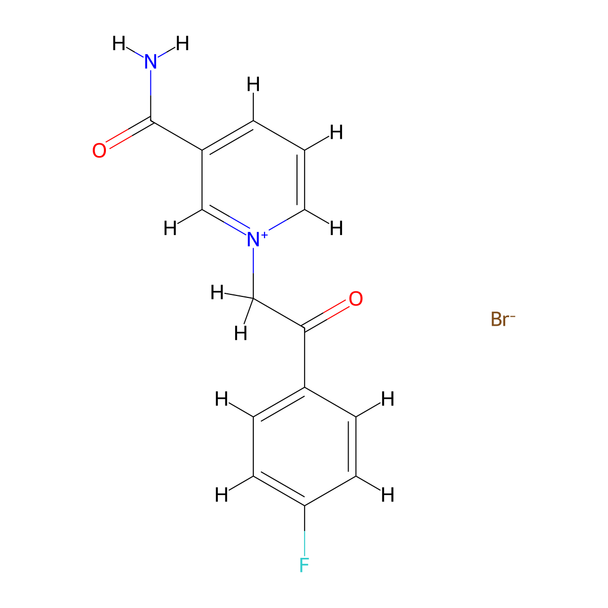 3-Carbamoyl-1-[2-(4-fluorophenyl)-2-oxoethyl]pyridin-1-ium bromide molecular structure, CAS 495-44-3