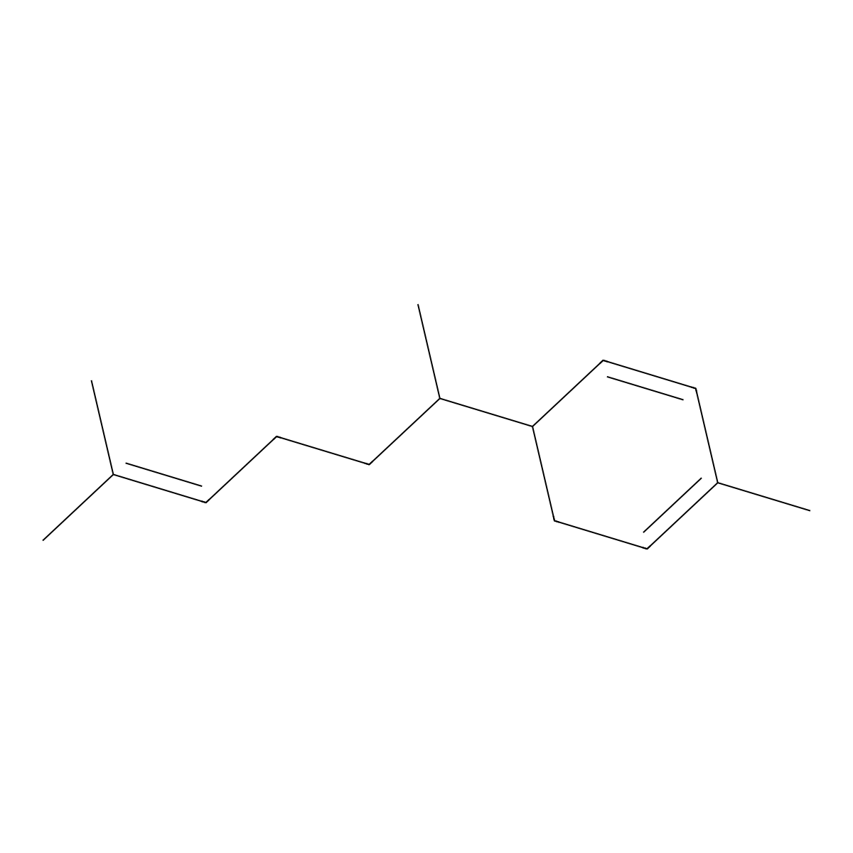 (-)-Zingiberene molecular structure, CAS 495-60-3