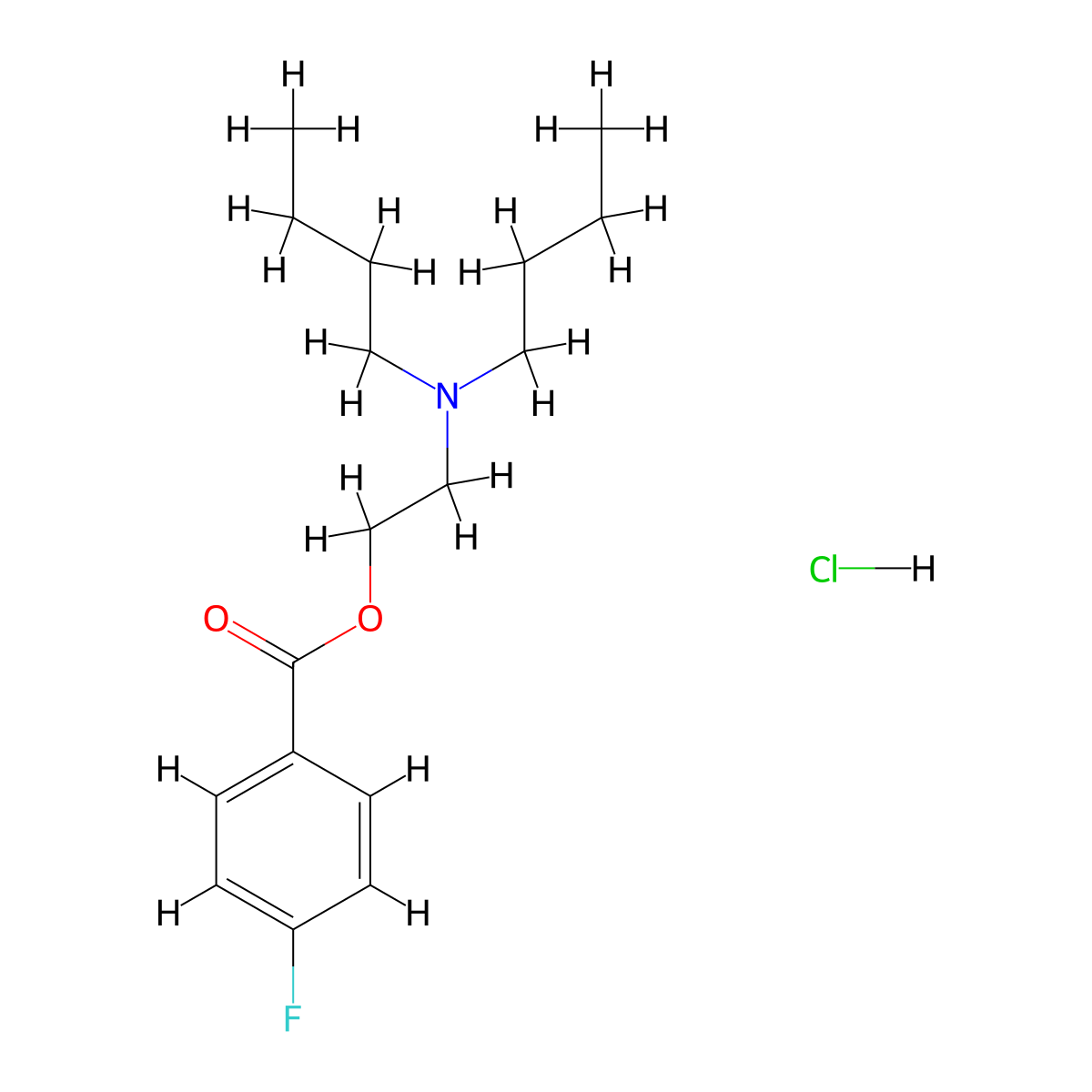 Benzoic acid, 4-fluoro-, 2-(dibutylamino)ethyl ester, hydrochloride (1:1) molecular structure, CAS 495-65-8