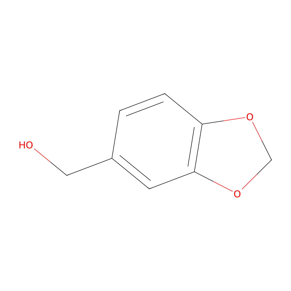 Piperonyl alcohol molecular structure, CAS 495-76-1