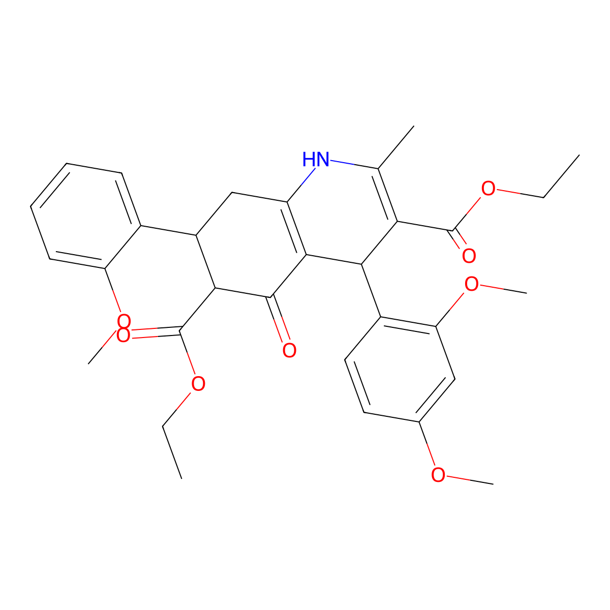 Diethyl 4-(2,4-dimethoxyphenyl)-7-(2-methoxyphenyl)-2-methyl-5-oxo-1,4,5,6,7,8-hexahydro-3,6-quinolinedicarboxylate molecular structure, CAS 495374-83-9