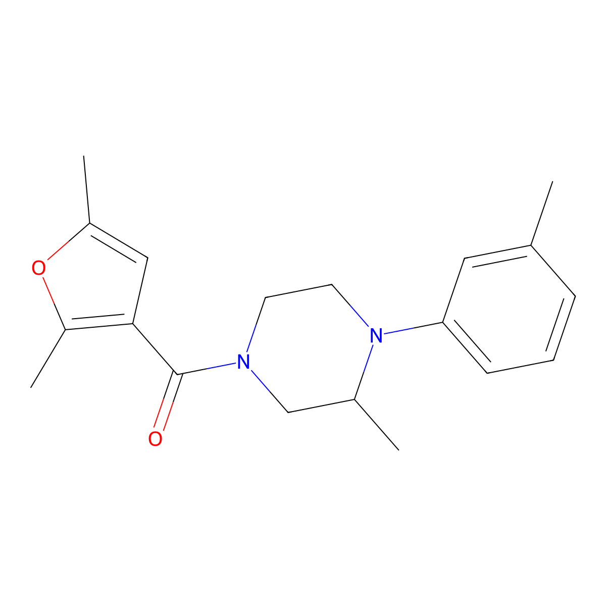 4-(2,5-Dimethyl-3-furoyl)-2-methyl-1-(3-methylphenyl)piperazine molecular structure, CAS 495375-58-1