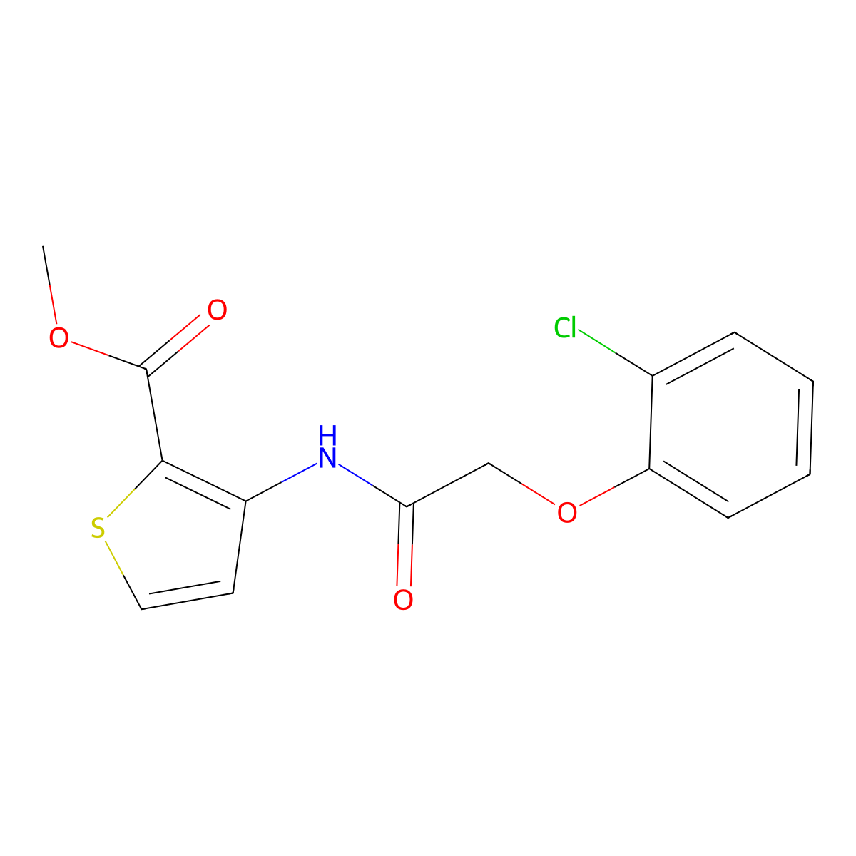 Methyl 3-{[(2-chlorophenoxy)acetyl]amino}thiophene-2-carboxylate molecular structure, CAS 495375-61-6
