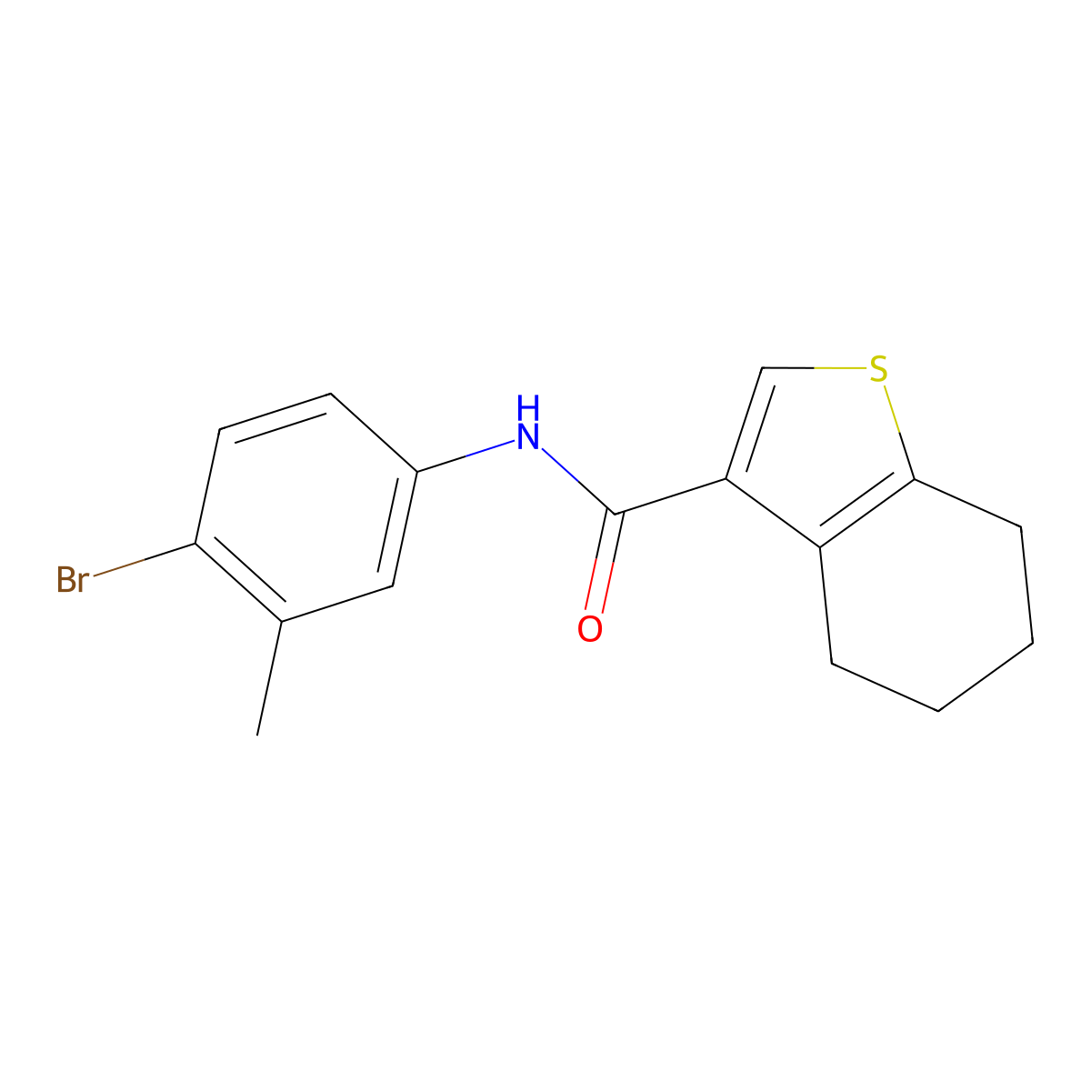N-(4-bromo-3-methylphenyl)-4,5,6,7-tetrahydro-1-benzothiophene-3-carboxamide molecular structure, CAS 495375-82-1