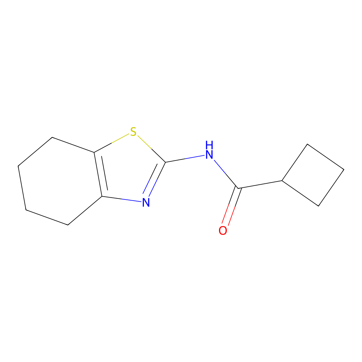N-(4,5,6,7-tetrahydro-1,3-benzothiazol-2-yl)cyclobutanecarboxamide molecular structure, CAS 495375-87-6
