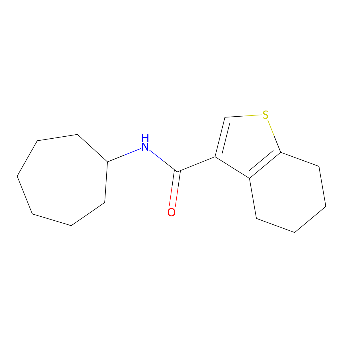 N-cycloheptyl-4,5,6,7-tetrahydro-1-benzothiophene-3-carboxamide molecular structure, CAS 495375-93-4