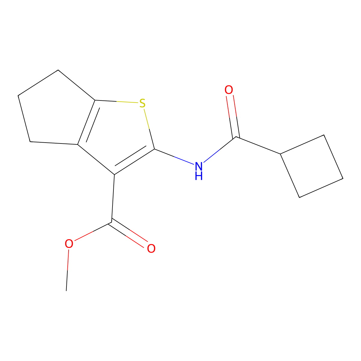 methyl 2-[(cyclobutylcarbonyl)amino]-5,6-dihydro-4H-cyclopenta[b]thiophene-3-carboxylate molecular structure, CAS 495376-04-0